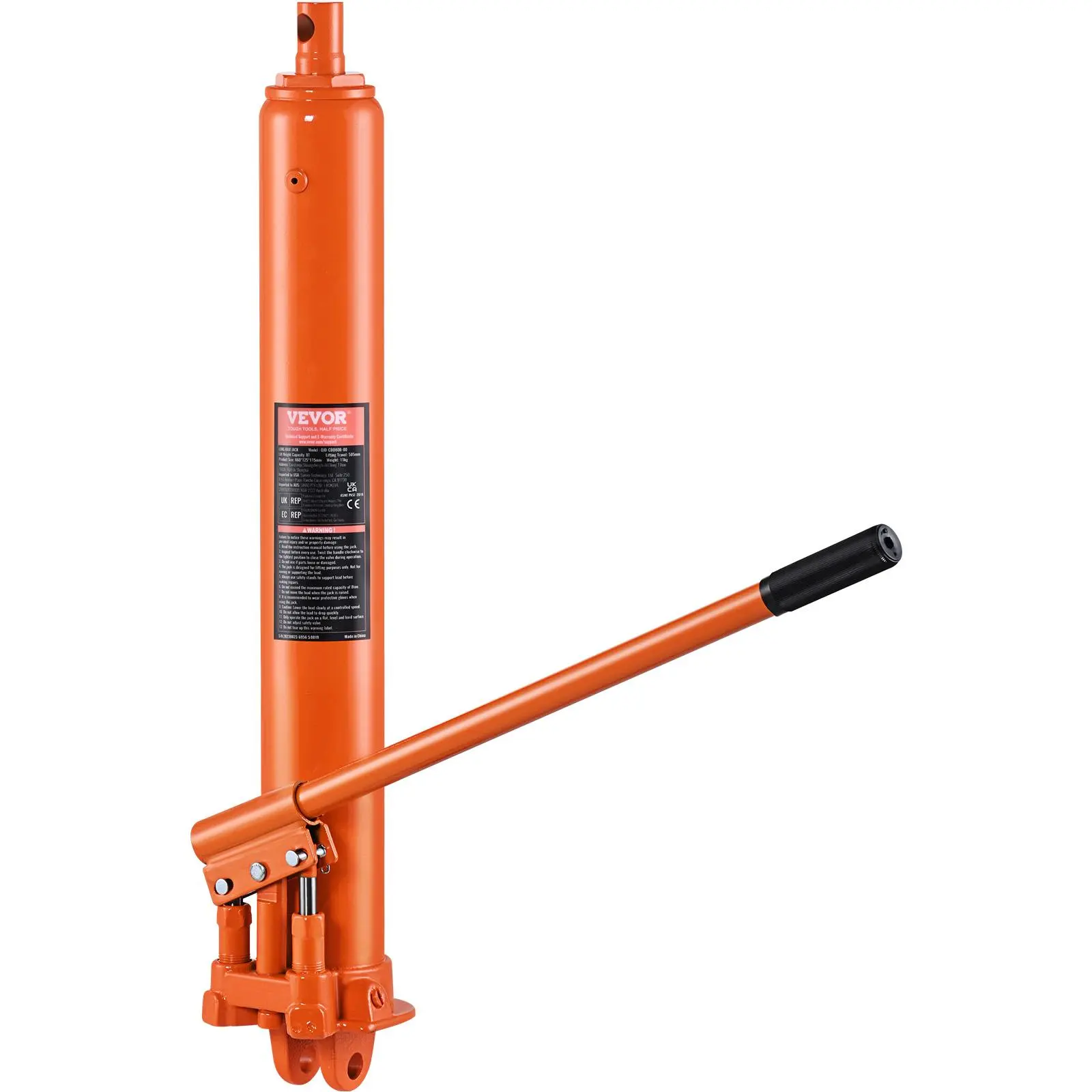 【toolupgrade】VEVOR 8-Ton Hydraulic Long Ram Engine Hoist Jack, Chrome Plated Automotive Repair Tools with Double Piston Pump, Clevis Base, 26" to 45.67" Adjustable Lift for Garage/Shop Cranes