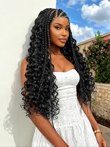 Novel Fashion Braided Wig 13x6 Lace Front Unique Braid Wig Deep Hair Headband Wig Easy to Style Daily Workplace Choice Synthetic Braids