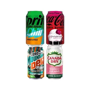 Zero Sugar Bundle of 4- Sprite Chill Mango Citrus, Coca Cola Cherry Float, Mountain Dew Baja Cabo Citrus, & Canada Dry Strawberry Fruit Splash.