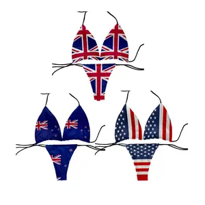 Funny flag pattern printed swimsuit ladies beach swimming two-piece suit women's bikini fashion gift