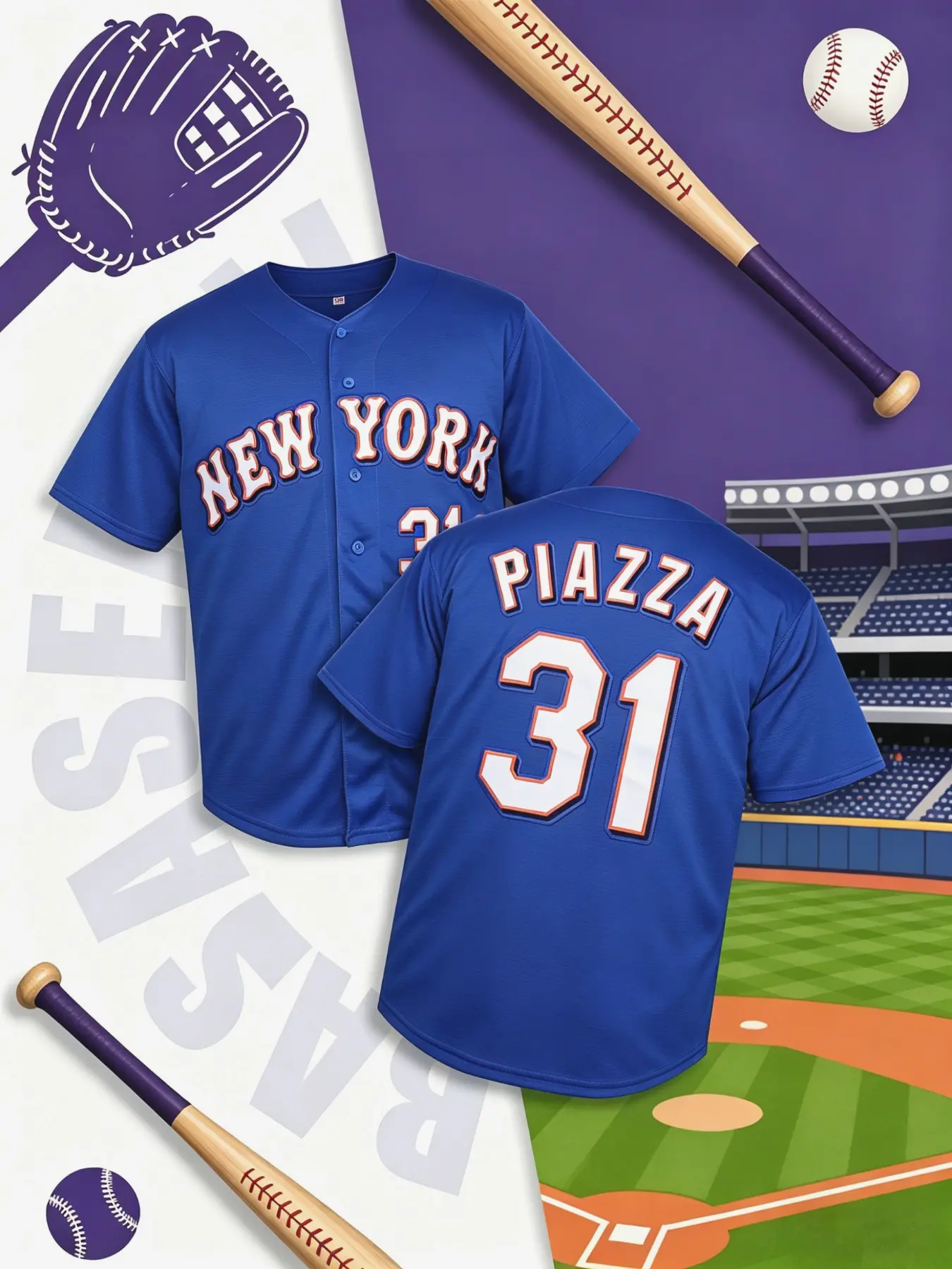 Texas Baseball Jersey No. 31 Blue, Quick-Dry Short Sleeve, High-Quality Experience, Exclusive Field Style, Spring & Fall Wear