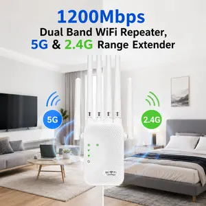 1200/300Mbps Wifi Repeater Amplifier 2.4G 5G Network Expander Range Extender WiFi Signal Booster Wireless Wi-Fi Router