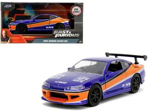 2001 Nissan Silvia S15 RHD Blue Metallic with Graphics "The Fast and the Furious" (2006) 1/32 Diecast Car Model by Jada