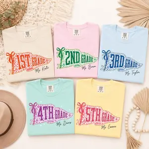 Custom Teacher Team Shirts, Personalized Pennant Flag Shirt, Comfort Colors Back to School Shirt, Grade Level Team Tees, Teacher Gift, First Second Third Fourth Fifth Grade