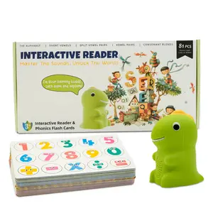 Educational Interactive Talking Flashcard Toy for Young Children - Talking Flashcard Reader with 81 Cards and Button Cell