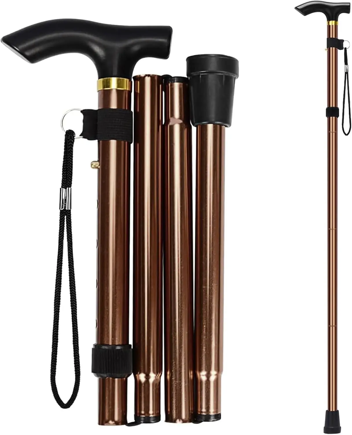 HALLOWEEN GIFT Folding Walking Cane for Men & Women – Lightweight Portable Collapsible Walking Stick with 5-Level Adjustable Height, Non-Slip Rubber Base, Aluminum Mobility Aid for Seniors & Travel