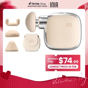 INIA PocketForce Palm-Sized Massage Gun – Portable Deep Tissue Massager with 3000 Percussions/Min, 7mm Stroke Depth & 10 lbs Force, Ultra-Quiet <48dB, 3 Heads & 4 Speeds, USB Rechargeable Travel Companion Gift Set