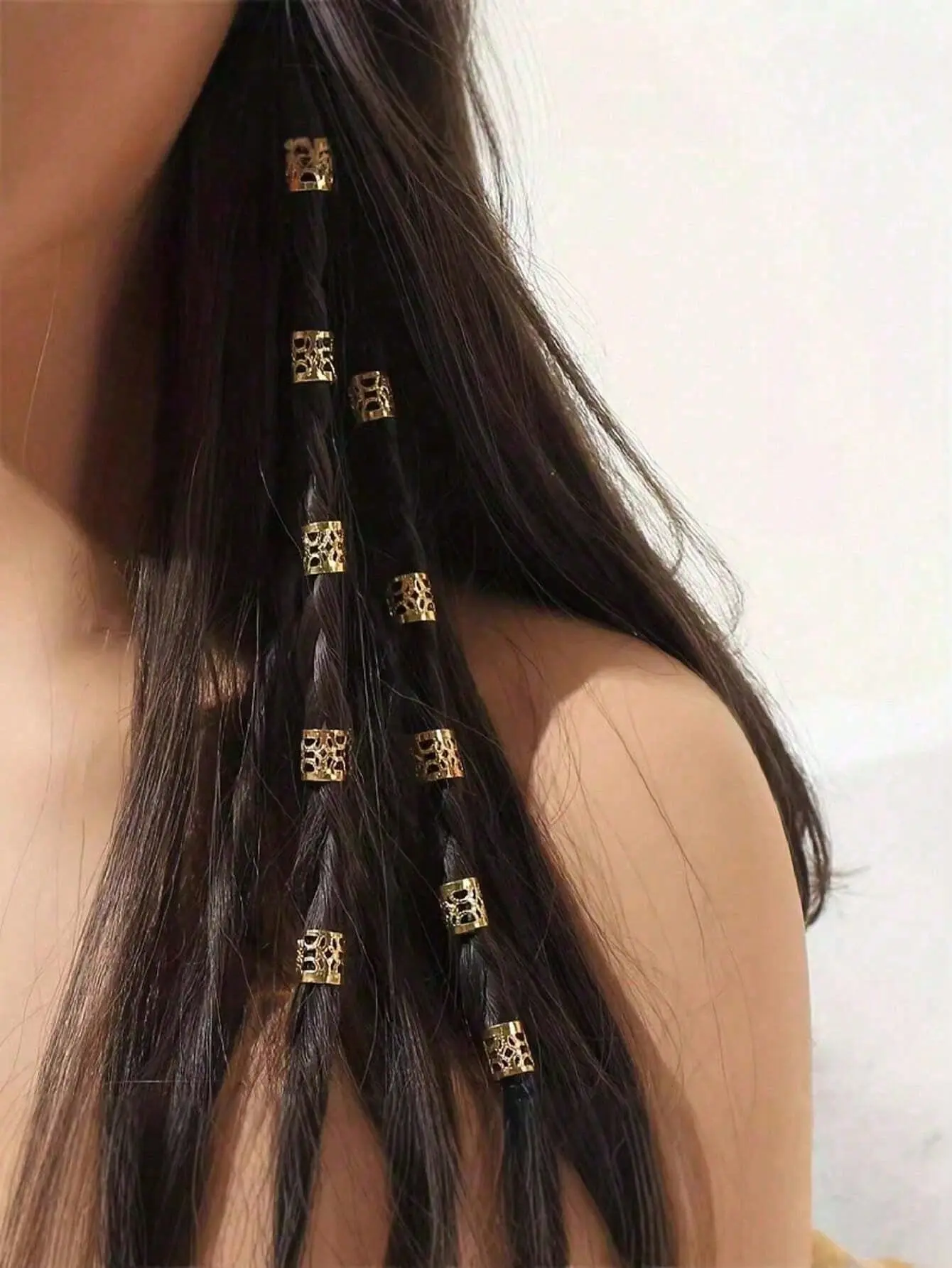 Women's 60Pcs Gold Metal Hair Braiding Accessory Set, Multi-Style Decorations for Daily Casual Wear & Parties, Cute Jewelry Holiday Gift for Loved Ones