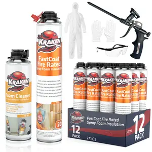 KRAKEN BOND FastCoat Insulation Spray Foam Kit Class A Fire Rated R-11.32 per 2" Efficient Coverage DIY Friendly High R-Value Insulation