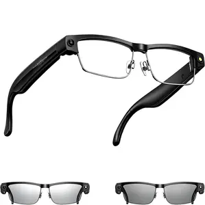 MSCGLYXGS AI Smart Glasses with Camera, 8MP HD Video Recording, Real-Time Translation, Voice Assistant, Open-Ear Audio, Metal Frame, Auto Color-Changing Lenses for Travel & Vlogging