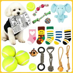 Pet Supplies Cotton Rope Knot Dog Toys Collection, Durable Chewable Sound Making, Relieves Boredom, Large Assortment of Rope Knot Dog Toys