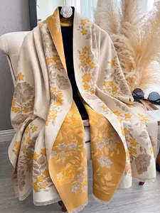 Women's Elegant Floral Pattern Scarf, Soft Warm Trendy Shawl for Autumn & Winter, Fashion Accessory for Women and Girls