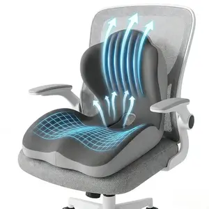 Ergonomic Memory Foam Seat Cushion, Lumbar & Back Support, Relieves Back Pain, Reduces Pressure, for Office Chairs, Stools, Car Seats, Perfect Gift, Upholstered Seat Cushion