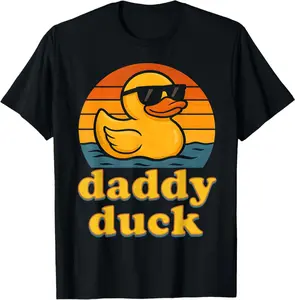 Daddy Duck Retro Rubber Duck Vintage Rubber Duckie Birthday T-Shirt