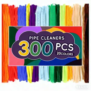 300 count Colorful Pipe Cleaners Bulk 12x0.24in, 20 Colors Chenille Stems - Pipe Cleaners Craft Supplies for DIY and  Decorations