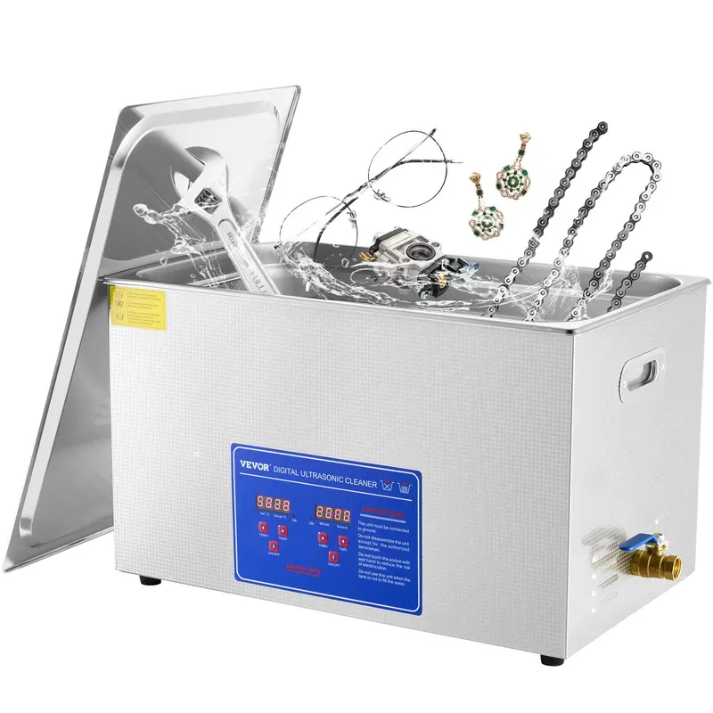 【Summerfinds】VEVOR Professional Ultrasonic Cleaner Max. 30L Ultrasonic Jewelry Cleaner with Digital Timer & HeaterStainless Steel Industrial Sonic Cleaner 40kHz for GlassesWatchesRingsSmall Parts, Cleaning