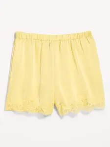 Old Navy Women's High-Waisted Lace-Trim Satin Shorts