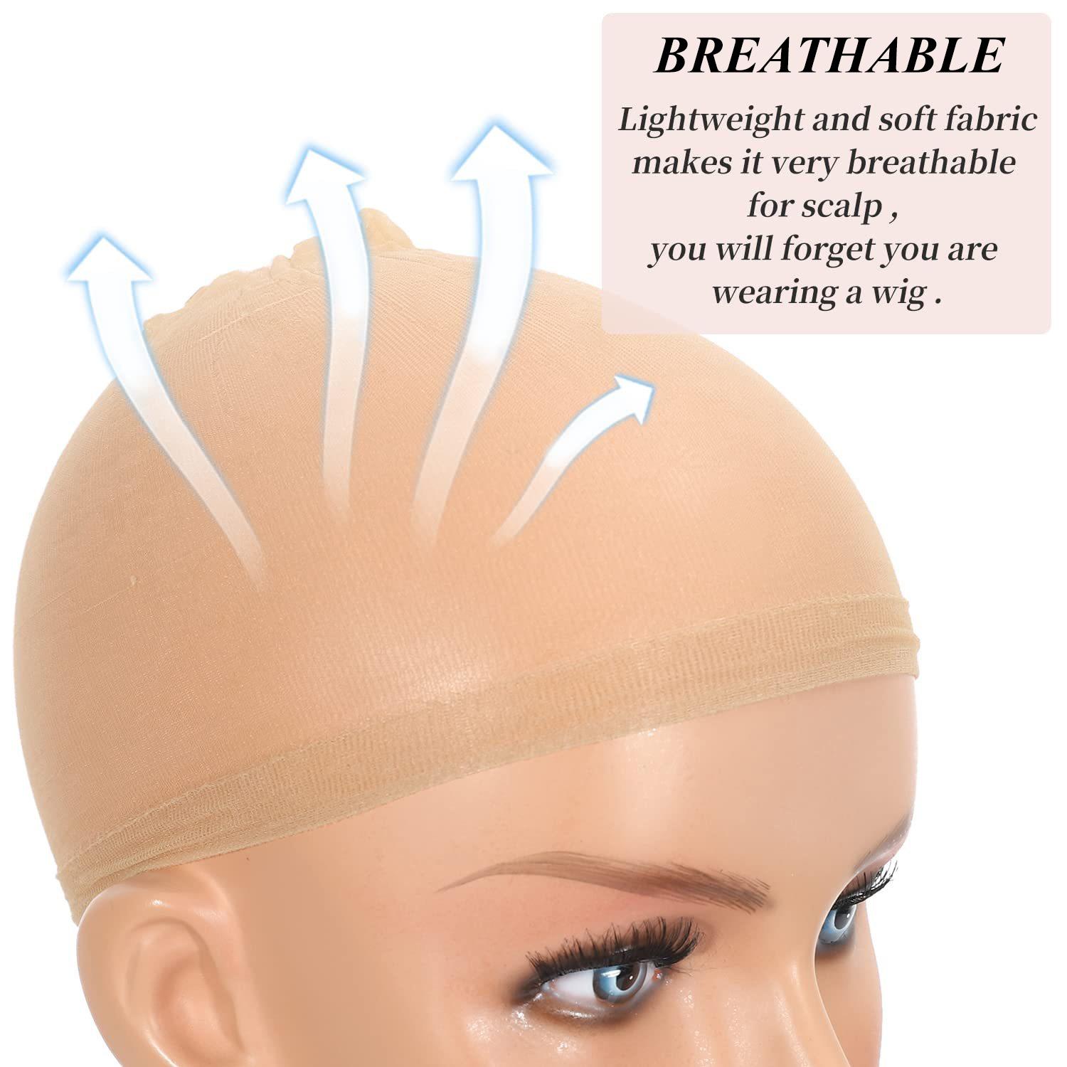 MYLOCKME Hair 1pack with 2pcs HD Wig Caps High Quality Transparent HD Hair Nets Weave Nylon Stretchy Lace Front Wig Cap for Women Men Light Brown