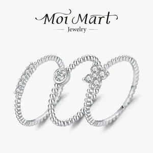 S925 Sterling Silver stack band, Stackable Eternity Rings with Synthetic Moissanite – Elegant Set for Daily & Special Occasions gift