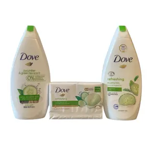 Dove Cucumber & Green Tea Scent Body Wash 500mL - Acne Relief, Four Bars of Soap - Skincare Cleansing Scented