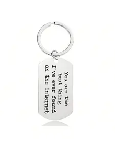 Slogan Pattern Keychain, Stainless Steel Keychain for Men & Women, Fashion Accessories for Daily Use, Trendy All-match & Exquisite Keychain for Birthday Gift