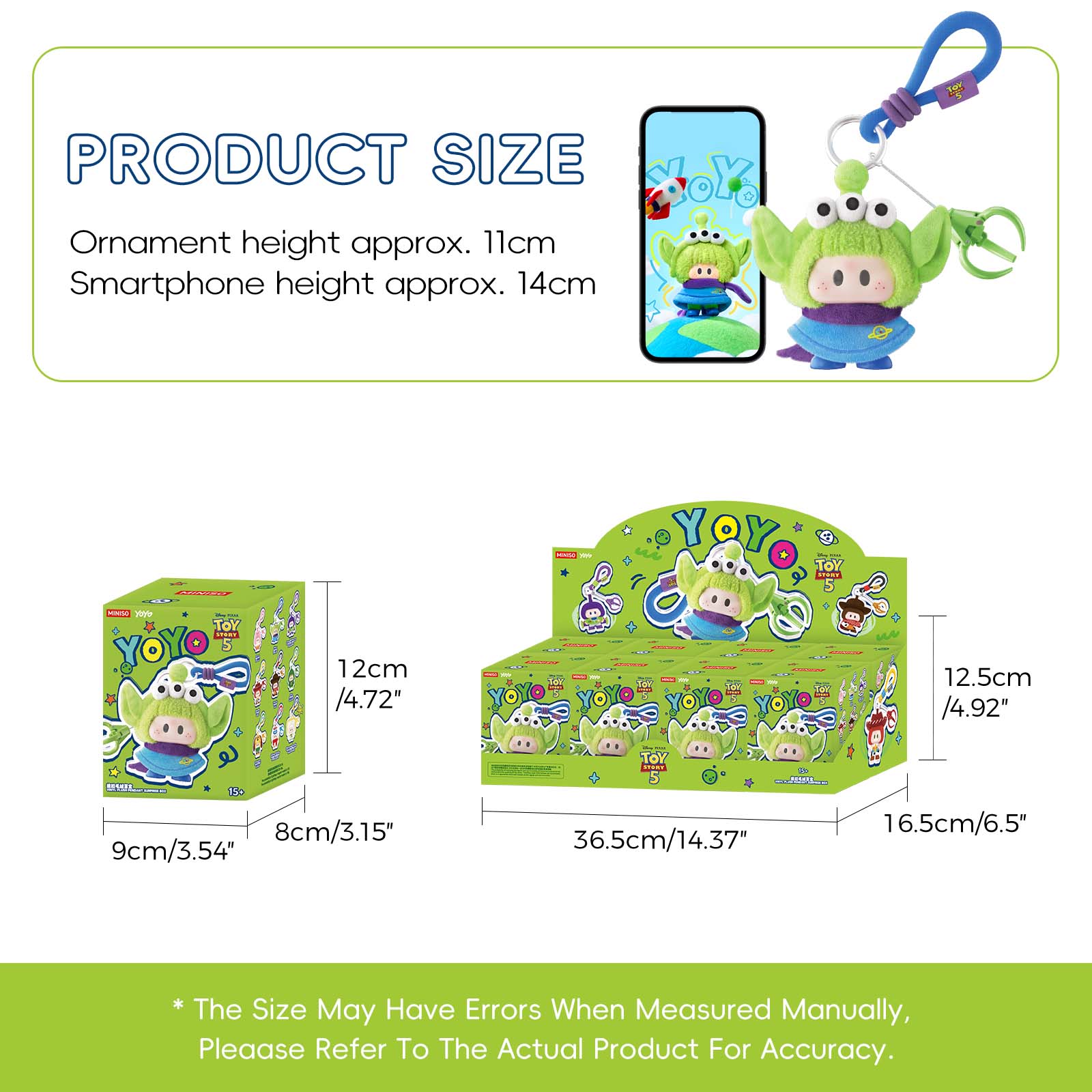 MINISO Toy Story 5x YOYO Cute Cosplay Series Mystery Blind Box Keychain Accessory, Kawaii PVC Chibi Cartoon Character Vinyl Plush Figurine Bag Charm, Collectible Miniature Toy, Surprise Gift for Pixar Fans, Holiday Birthday Cool Key Ring