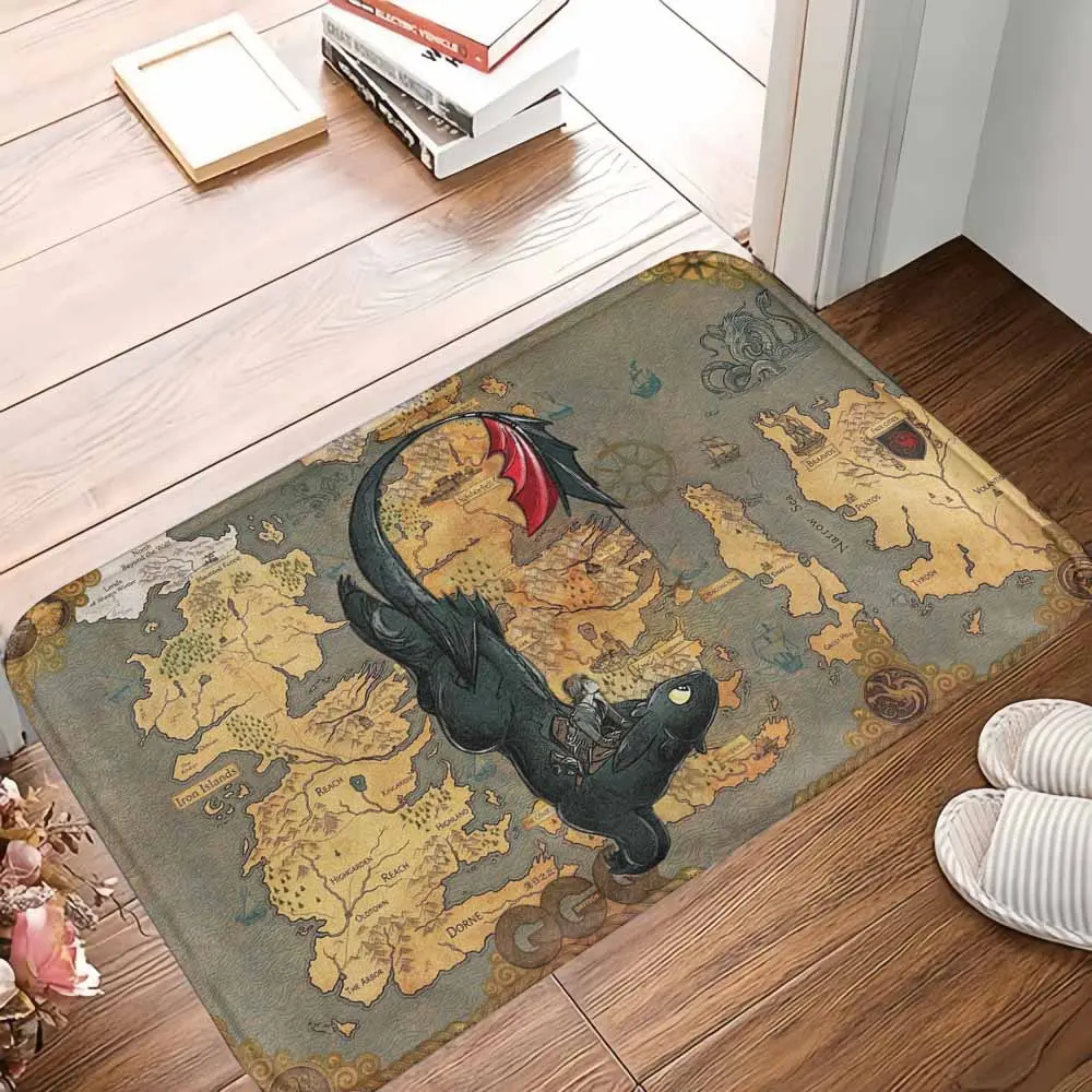 Fantasy Dragon Map Floor Mat Epic Flying Creature Printed Pattern Soft AntiSlip Absorbent Durable Area Rug Ideal For Living Room Decor Study Room Game Room And Gift