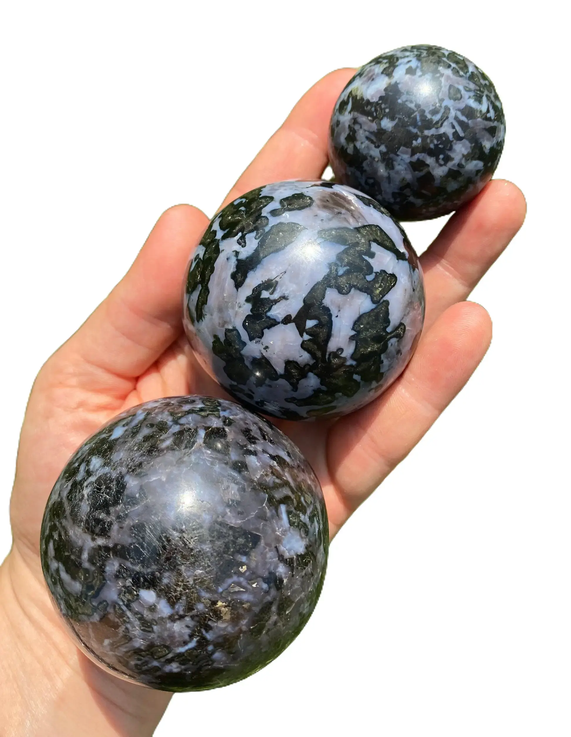 Indigo Gabbro Sphere Polished Stone - Mystic Merlinite Stone Sphere - Crystal Ball - Healing Crystals - Third Eye Chakra - Indigo Gabbro Crystal Sphere