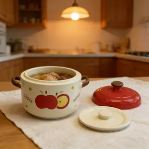 Cute Ceramic Stew Bowl Set, Strawberry and Apple Patterns, Kitchen Essential, Perfect Gift for Mother's Day, Wedding, Valentine's Day
