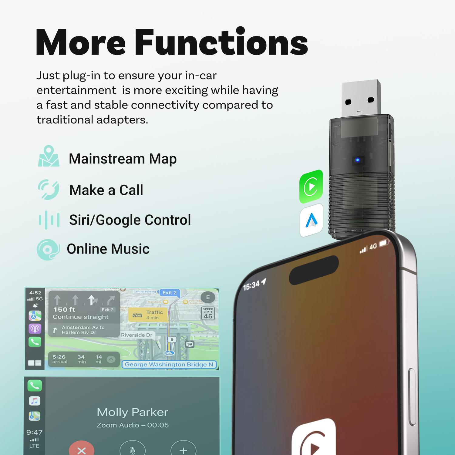 OTTOCAST Wireless Apple CarPlay Adapter for Factory Wired Cars from 2016 Onwards - 2-in-1 Wireless CarPlay & Android Auto Adapter Easier Connectivity Compatibility Stable, Faster, Automotive