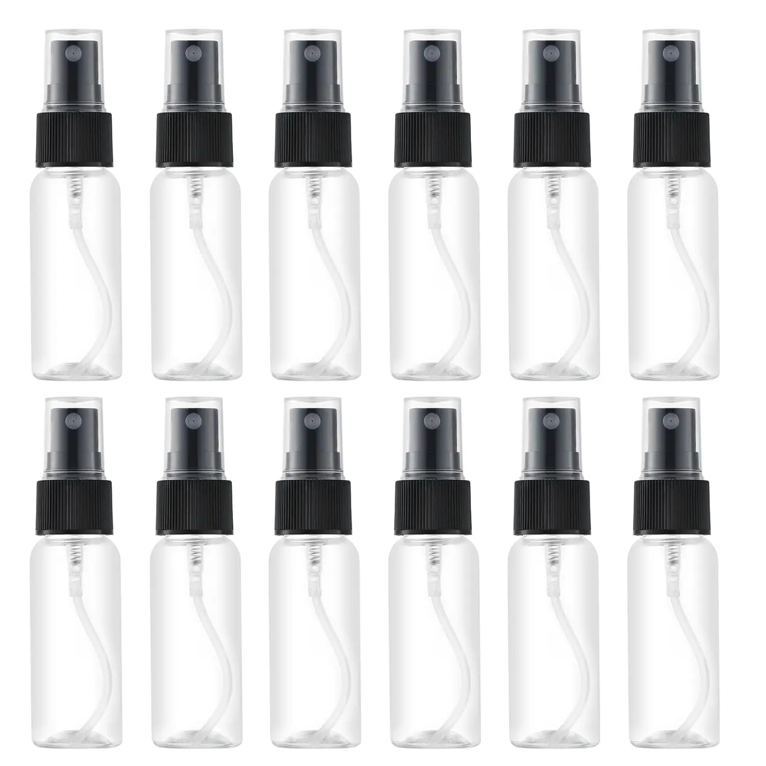 1oz Small Plastic Spray Bottle (12 Pack) Empty Mini Fine Mist Travel Size Atomizer, Tiny Sprayer for Little Perfume, Water, Cologne, Alcohol, Samples (Clear, 30ml)