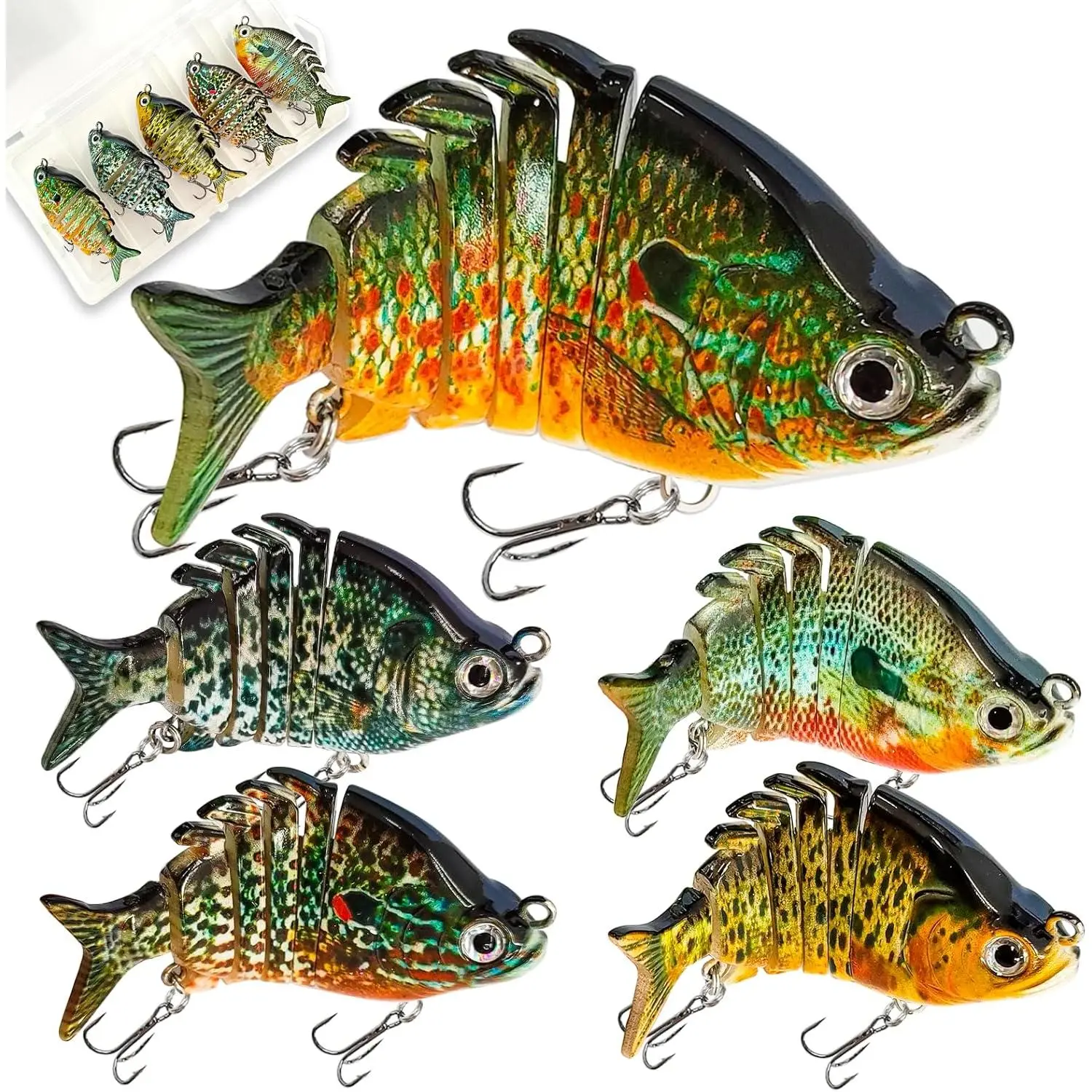 Multi Jointed Swimbait Saltwater Fishing Lures with  Treble Hooks, Top Water Bass Fishing Lures Walleye Trout, Lifelike Slow Sinking Fish  Lures Kit Freshwater