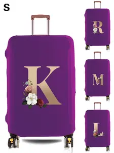 Floral & Letter Print Luggage Cover for 18-21inch Luggage, Dustproof Travel Bag Protector, Durable Trolley Case Protector, for Travel Use, Travel Accessories, Travel Essentials