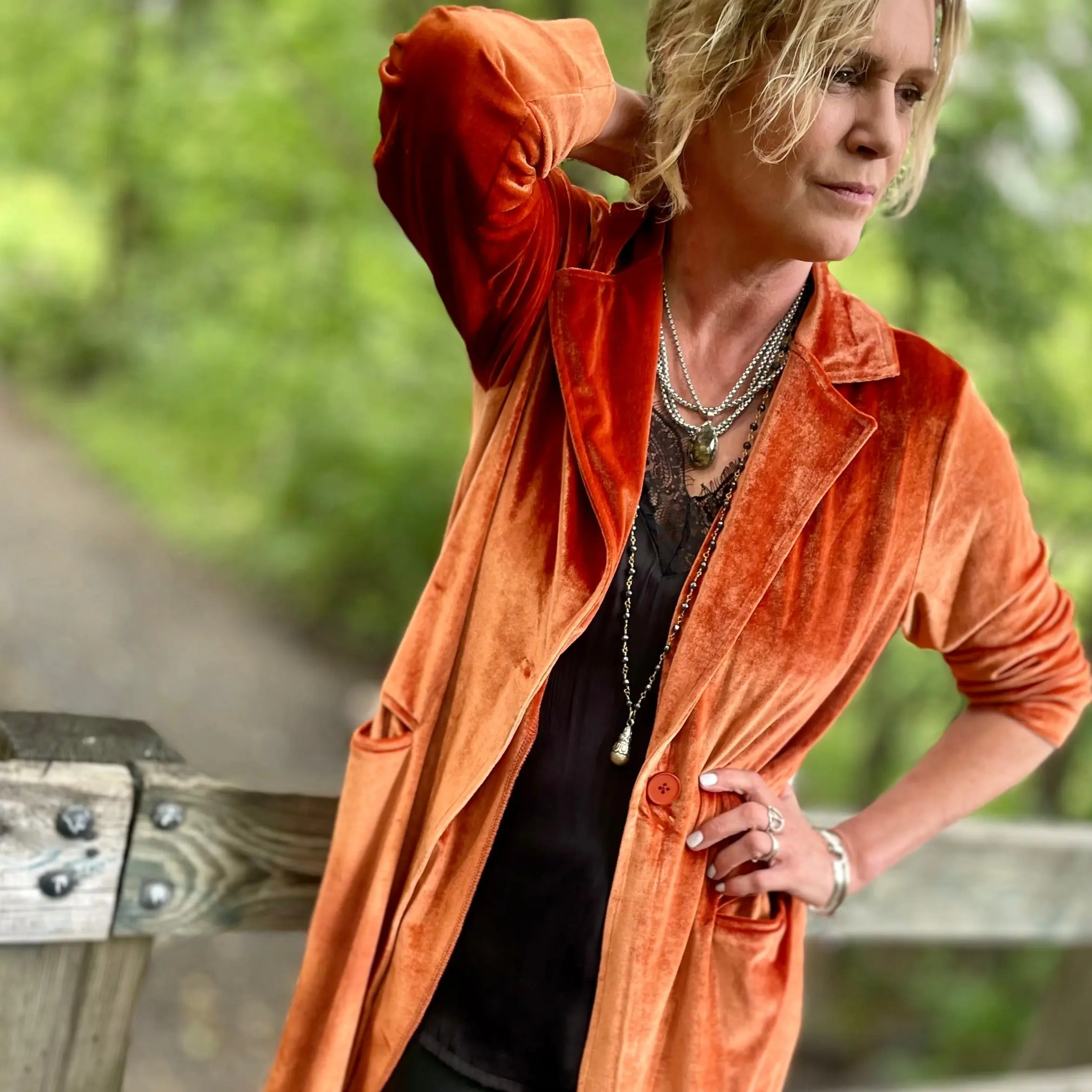 Mckay Velvet Duster Coat - Rust