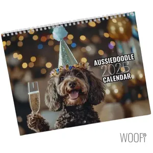 Aussiedoodle Calendar 2025, Aussiedoodle Wall  Gift, 12 Month Hanging Wall Calendar, Desk Calendar, Dog lover, Support Dog Shelters