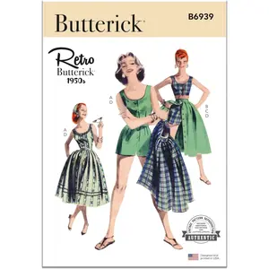 Misses' 1950's Vintage Playsuit, Midriff Blouse, Shorts and Skirt Sewing Pattern Kit, Design Code B6939, Sizes 6-8-10-12-14