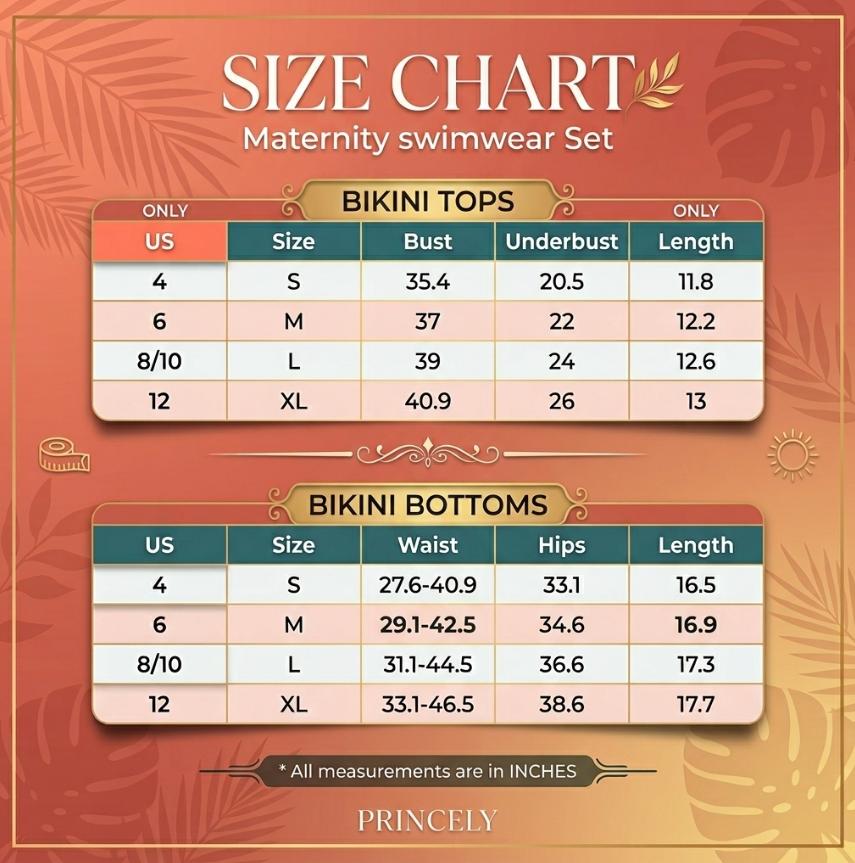 PRINCELY Maternity Floral V-Neck Ruffle High Waist Bikini Set For Summer Beach Vacation