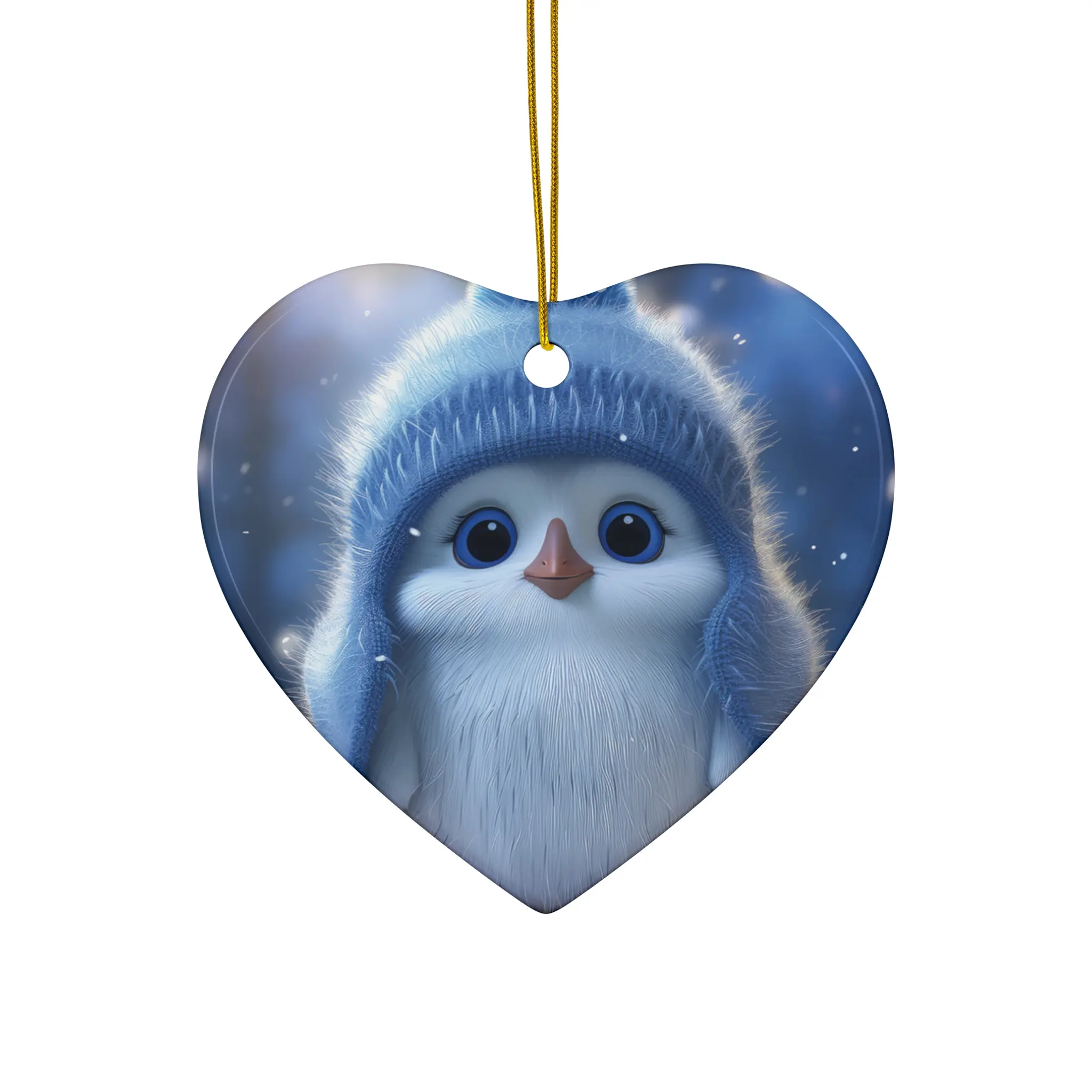 Christmas Penguin Ceramic Ornament, 4 Shapes Holiday Gift
