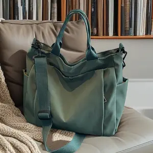 Stylish Nylon Tote Bag for Women - Large Capacity & Shoulder Handbag with Zipper Closure, Perfect for Commuting, Short Trips, And Everyday Use - Durable Oxford Fabric, Travel Bag Crossbody Tote Bag Pu Tote Satchel