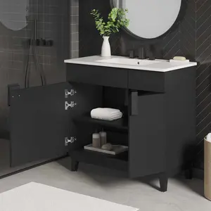 Modway Miles 36” Bathroom Vanity in White Black