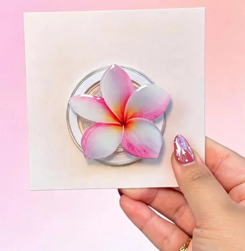 Plumeria Flower Phone Grip Stand, Tropical Acrylic Phone Holder, Floral Phone Accessory