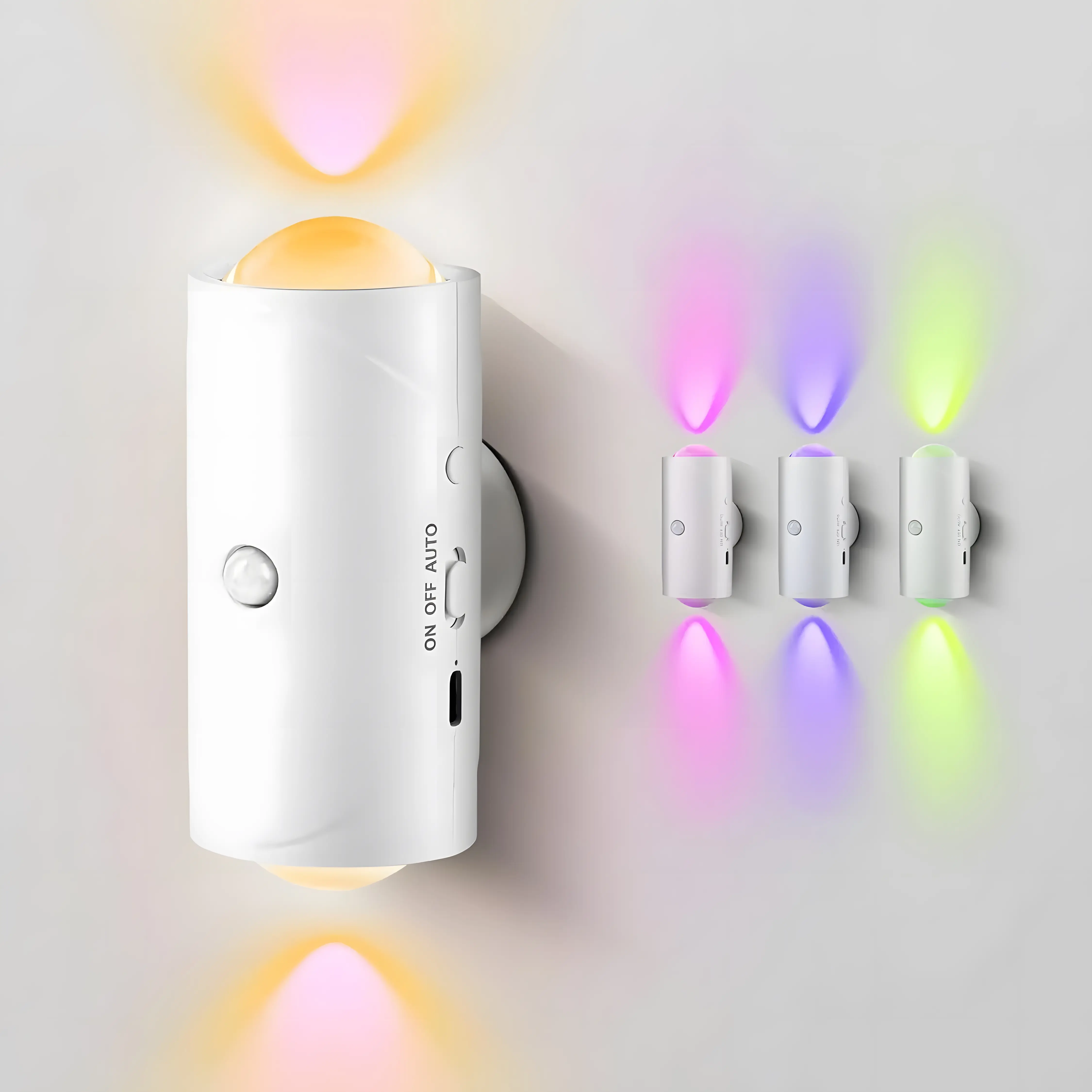 Smart Rechargeable RGB Gradient Dimming Wall Lamp - Motion Sensor, Magnetic Stick-On, USB-C Charging, 1500mAh Batteries, Colorful Holiday Decorative Lights for Bedroom, Entryway