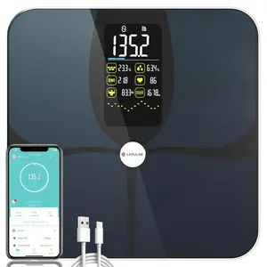 Body Fat Scale, Lepulse Large Display Scale for Body Weight, Accurate Digital Bathroom Scale, Rechargeable BMI Smart Weight Scale with Body Fat Muscle Heart Rate, 15 Body Composition, FSA/HSA eligible, Lepulse F4 Pro