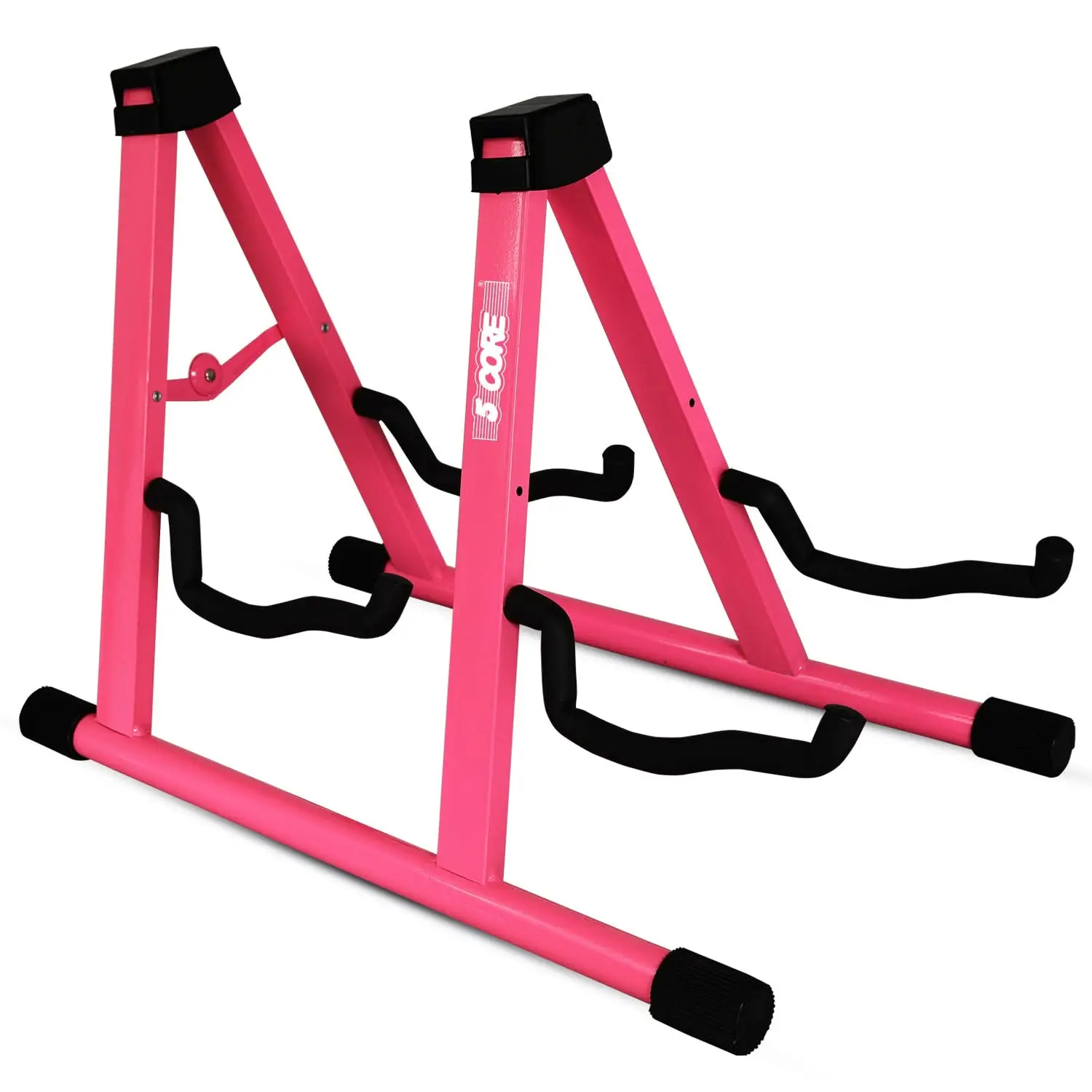 5 Core Double Guitar Stand A Frame Shape w Foam Arms Supports Acoustic Electric Bass Ukulele Banjo