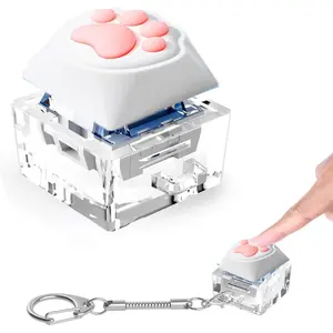 Keyboard Fidget Toys, Keychain Keyboard Decompression Toys Mechanical Key Button Stress Relief Gifts for Adult and Kids,Finger Clicker Toys,ADHD Toy,Cool Fidgets(Cat's paw)