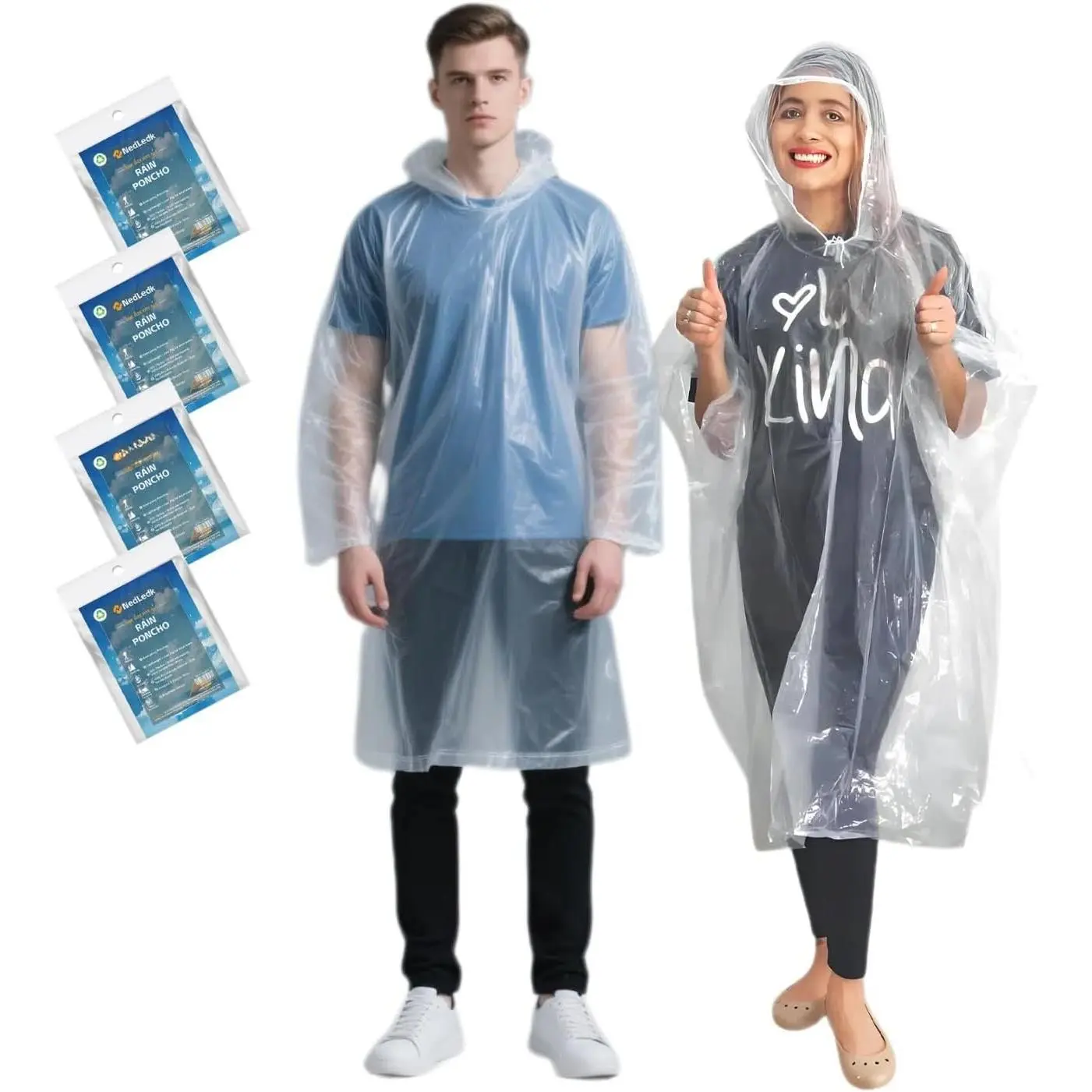 Disposable Rain Ponchos Family Pack - Portable Rainwear for Adults, Suitable for Disneyland, School Trips and Outdoor Events