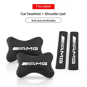 Car Seat Neck Pillow Headrest, 2pc/4pcs Seatbelt Shoulder Safety Pad Protector, Compatible with Mercedes-Benz Models W204/w205/w203/w211/w212/w213/w201/w210
