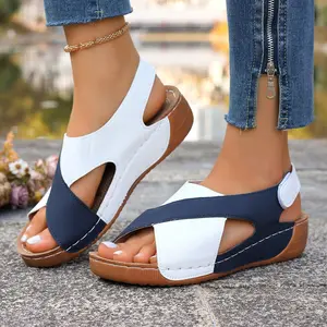 Women's Summer Solid Color Plus Size Thick Sole Sandals, Lightweight Comfortable Soft Simple European and American Style, Daily Cool Indoor and Outdoor Fashion Sandals, Women Shoes