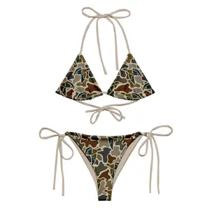 Camo Duck Bikini Set for Women – Triangle String Two-Piece Swimsuit – Hunting-Inspired Camouflage Print – Sexy & Trendy Beachwear for Summer Pool Days