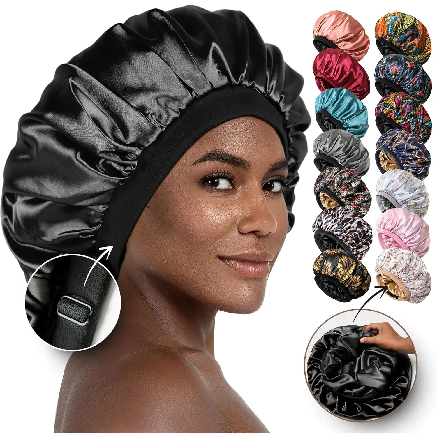 CAPLORD Satin Bonnet Lined Sleeping Beanie Hat Bamboo Headwear Frizzy Natural Hair Nurse Cap for Women and Men CAPLORD